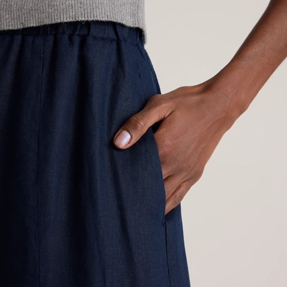 NWT Quince 100% European Linen Maxi Skirt Navy Size Small - Picture 5 of 5